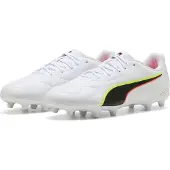 Puma King 20 Play FG/AG Unleashed - Wit/Gloeiend rood/Geel Kids