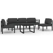 vidaXL 6-delige Loungeset met kussens aluminium antracietkleurig