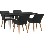 vidaXL Tuin Eettafel Set 5 st Zwart poly rattan