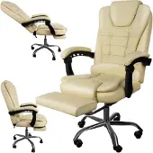 MT MALATEC Bureaustoel 23287 - Crème Wit - Eco-leer: Ultiem Comfort voor Uw Werkplek
