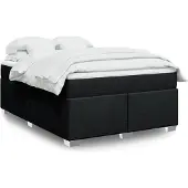 vidaXL Boxspring met matras stof zwart 140x200 cm