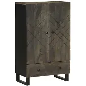 vidaXL Hoge kast 60x33x100 cm massief mangohout zwart