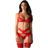 Obsessive Cupid Desir - lingerie set - kant - rood - L/XL