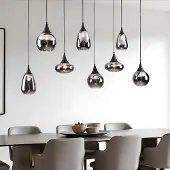LumenXL Hanglamp zwart met smoke glas, 8-lichts - Loic