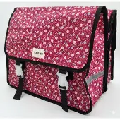 Traveler Dubbele paarse fietstas bloemen roze blauw wit