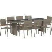 vidaXL Tuinset, 9-delig, beige, polyrotan