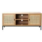 CALICOSY Tv-meubel met 2 deuren, rotan baldakijn en 2 nissen l120cm