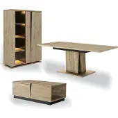 CALICOSY Samenstelling dressoir met 2 deuren met verlichting, met uitschuifbare eettafel
