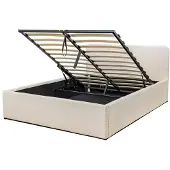 CALICOSY - Opbergbed 160x200 cm met hoofdbord bekleed met beige - LIVY