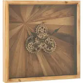J-Line wandklok Vierkant - hout - naturel - small