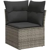 vidaXL 10-delige Loungeset met kussens poly rattan grijs