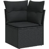 vidaXL 7-delige tuinmeubelset met kussens, zwart, polyrotan