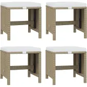 vidaXL 17-delige Tuinset met kussens poly rattan beige