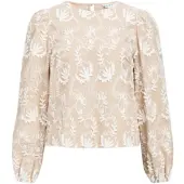 Object Blouse 'OBJMya' donkerbeige / wit