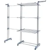 24hShop Opvouwbare verticale uitschuifbare wasdroger met wielen Dolver XL 30 Stangen