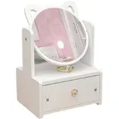 INF : Spiegel met lades. Kleine, ronde spiegel met twee lades. Model 2