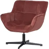 Woood Wibo Draaifauteuil - Velvet - Mat Bruinrood - 94x71x83