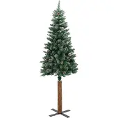 vidaXL Kerstboom met echt hout en sneeuw smal 180 cm groen