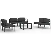 vidaXL 7-delige Loungeset met kussens aluminium antracietkleurig