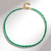 Cavill - Zilveren Halsketting - 925 Sterling Zilver Verguld - 36,319 ct Ethiopische Smaragden - Verstelbaar 45-50 cm - Elegante Groene Edelsteen