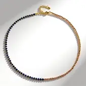Cavill - Zilveren Halsketting Verstelbaar 925 Sterling Zilver Verguld - Blauwe Saffier 10,207ct Roze Saffier 5,472ct - Elegant Design 15,679ct
