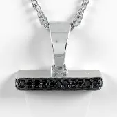 Cavill - Zilveren Halsketting - 925 Sterling Zilver - 18 Karaat Pristine Magnesiet 17 982 ct - 44 Zwarte Spinel 0 377 ct - Elegant Design 29x16 mm