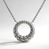 Cavill - Zilveren Halsketting - 925 Sterling Zilver - Elegante Twisted Circle Hanger - Minimalistisch, Fijn & Tijdloos - Dames Ketting 45 cm