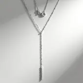 Cavill - Zilveren Halsketting 925 Sterling Zilver - Minimalistische Lariat Ketting 45 cm - Verstelbaar - Elegant & Tijdloos Dames Sieraad