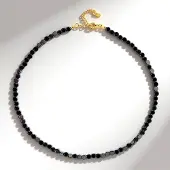 Cavill - Zilveren Halsketting 925 Sterling Zilver Verguld - Zwarte Hematiet 78 1ct Fancy Kralen - Luxe Elegante Damesketting 45-50 cm
