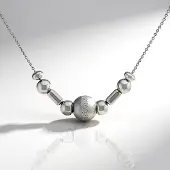 Cavill - Elegante Halsketting 925 Sterling Zilver Geplatineerd - Verstelbaar 45,7-50,5 cm - Bolletjes Design - Dames