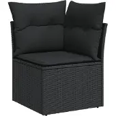 vidaXL 14-delige Loungeset met kussens poly rattan zwart