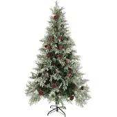 vidaXL Kerstboom met dennenappels 195 cm PVC en PE groen en wit