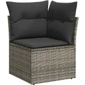 vidaXL 7-delige Loungeset met kussens poly rattan grijs
