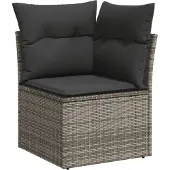 vidaXL 10-delige Loungeset met kussens poly rattan grijs