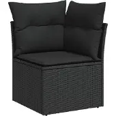 vidaXL 6-delige tuinmeubelset met kussens, zwart, polyrotan