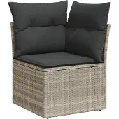 vidaXL 5-delige Loungeset met kussens poly rattan lichtgrijs