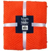 Mars & More , geruite deken met visgraatpatroon, oranje, 140x200 cm