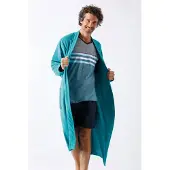 Hajo badstof heren badjas turquoise | Maat 52