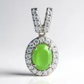 Cavill - Zilveren Hanger - 925 Sterling Zilver - Keizerlijk Chrysopraas 0,62 ct Ovaal + 0,513 ct Witte Topazen - Elegant Groen Sieraad Pavé Zetting