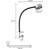 LINDBY Klemlamp Jyla, alu / grijs / zink, Woon-/ Eetkamer, metaal, Modern, Klemlamp
