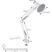 LINDBY Klemlamp Undra, dimbaar, wit / opaal, Werkkamer / Kantoor, metaal, Klemlamp