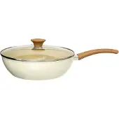 5five Simply Smart Harmony gesmede pan met deksel - 28 cm, beige