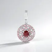 Cavill - Zilveren hanger 925 sterling met Mahonie Zirkoon 0,69ct en Nigeriansche roze toermalijn 1,28ct - Elegante ronde briljant sieraden