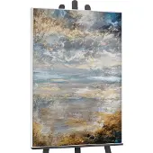 YS Canvas schilderij groot handgeschilderd stille dageraad abstract meditatief – -Art Gallery – Rustgevende wanddecoratie voor woonkamer – Modern schilderij voor slaapkamer