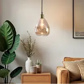 LumenXL 1-lichts hanglamp Verona amber - druppel bolling glas