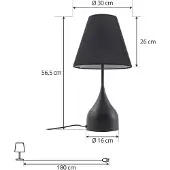 LUCANDE Tafellamp Luoti, zwart, Woon-/ Eetkamer, metaal, Modern, Tafellamp