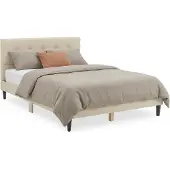 Homestyle4u Tweepersoonsbed - 140 x 200 cm - Gestoffeerd bed - beige