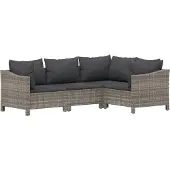 vidaXL 7-delige Loungeset met kussens poly rattan grijs