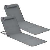 En.casa Strandmat Donostia met rugleuning set van 2 donkergrijs