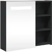 vidaXL Badkamerkast met spiegel en LED 60x13x52 cm zwart